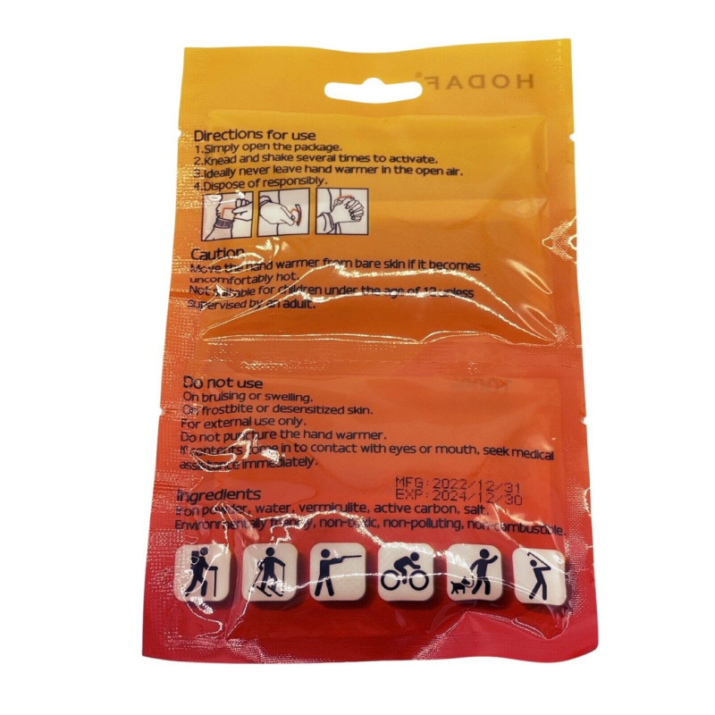 Хімічні грілки з підігрівом для рук Hand Warmer Hodaf, 1 пара, до 8 годин тепла