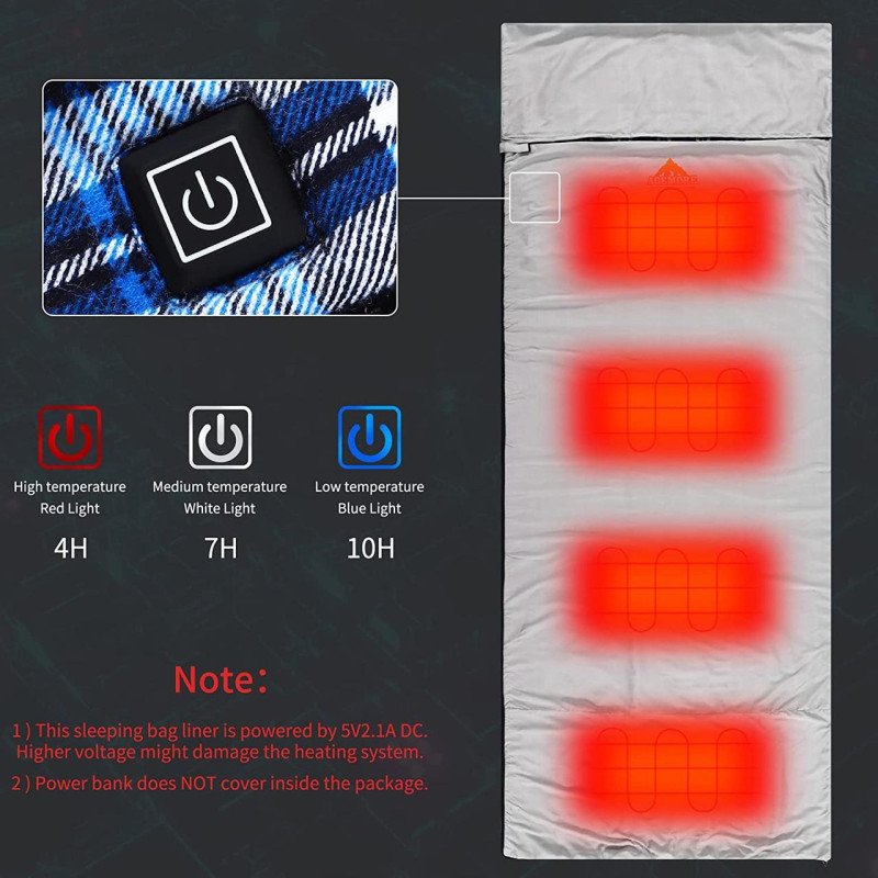 Спальний мішок з підігрівом від USB PowerBank, 90х220 см, Ekvator